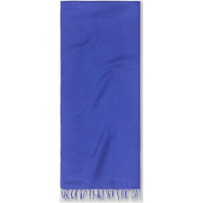 hessnatur Damen Schal aus Schurwolle mit Seide - blau - Größe 45x200 cm