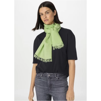 hessnatur Damen Schal aus Schurwolle mit Seide - grün - Größe 45x200 cm