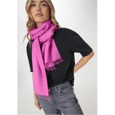 hessnatur Damen Schal aus Schurwolle mit Seide - rosa - Größe 45x200 cm