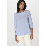 hessnatur Damen Schlafshirt Regular PURE COTTON aus Bio-Baumwolle - blau - Größe 34