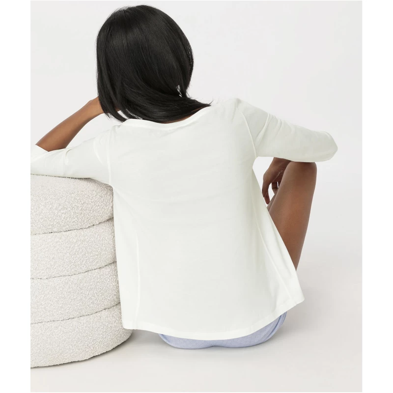 hessnatur Damen Schlafshirt Regular PURE COTTON aus Bio-Baumwolle - weiß - Größe 34