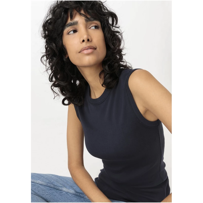hessnatur Damen Softrib Top Slim aus Bio-Baumwolle und TENCEL™ Modal - blau - Größe 38