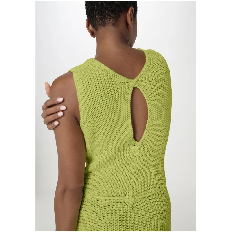hessnatur Damen Strickkleid Midi Slim aus Bio-Baumwolle - grün - Größe L