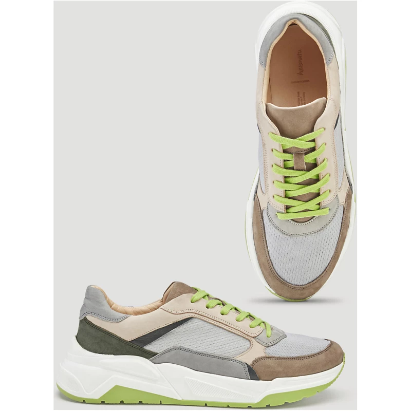 hessnatur Herren Leder-Sneaker Runner - grau - Größe 41