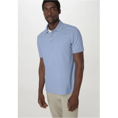 hessnatur Herren Zwirn Polo Shirt Regular aus Bio-Baumwolle - blau - Größe 52