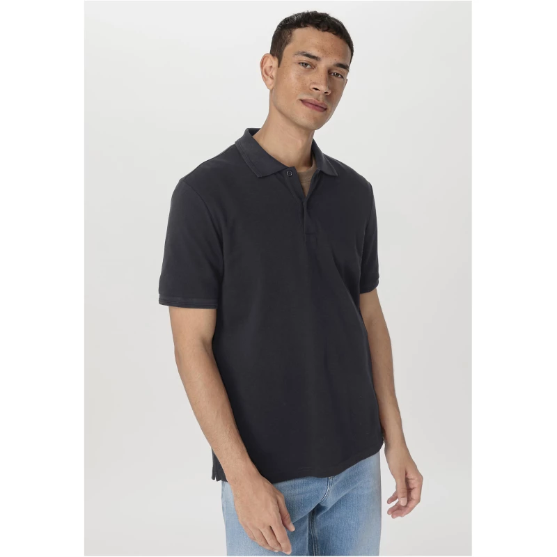 hessnatur Herren Zwirn Polo Shirt Regular aus Bio-Baumwolle - schwarz - Größe 46