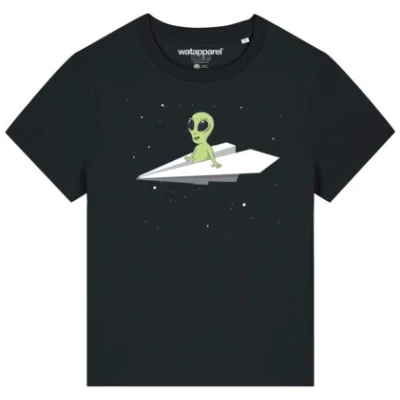watapparel T-Shirt Frauen Alien on a paper plane