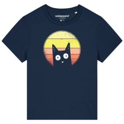 watapparel T-Shirt Frauen Sunset Cat