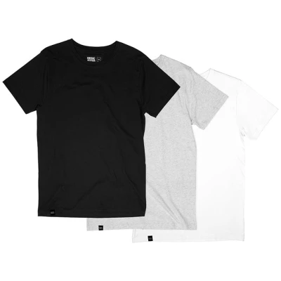 DEDICATED Herren vegan Multipack 3er-Pack T-Shirts Stockholm Base Weiß, Grau & Schwarz