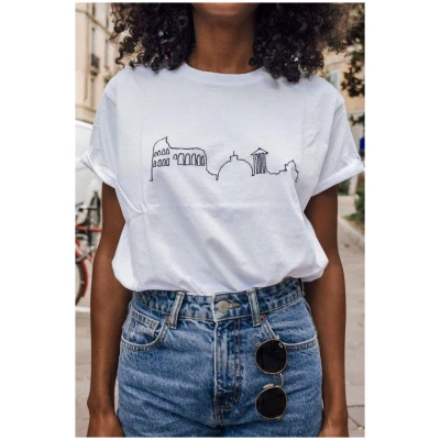 Embroidered Skyline - Rome / Organic Cotton T-shirts