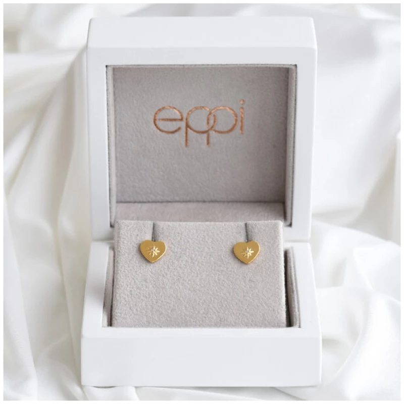 Eppi Goldene Ohrringe in Herzform mit Diamanten Saral