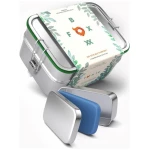 FOXBOXX ÖKO Edelstahl Snackbox 150ml mit 2 Deckel (BIO Silikon türkis + Metall) dicht / auslaufsicher