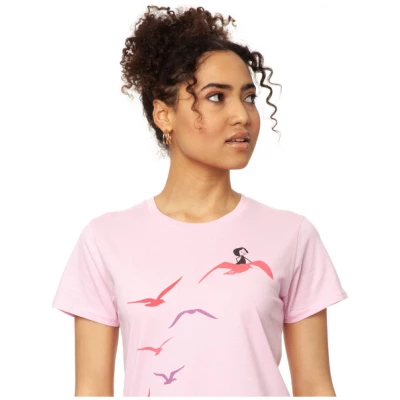 FellHerz Möwenflug rosa Damen T-Shirt Bio & Fair & Handbedruckt