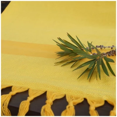 HängemattenGlück Hamamtuch / Strandtuch mango gelb aus 100% kbA-Baumwolle, fair und handgewebt, 100x180cm