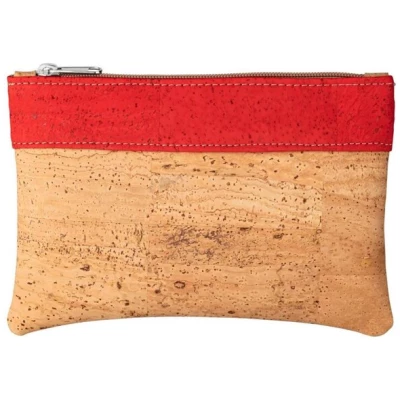 Kork-Deko Kleine Kork-Tasche / kleine Clutch / Etui / großes Portemonnaie, beige rot