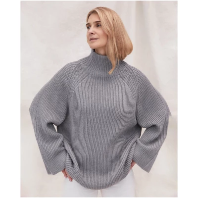 Milda: Grey Merino Wool Sweater