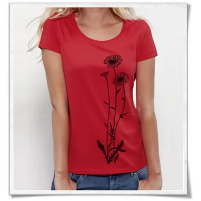 Picopoc Blumen T-Shirt in rot für Frauen