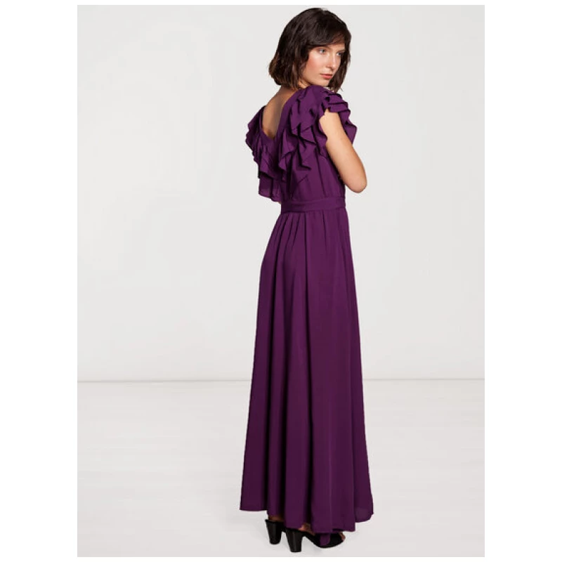 SinWeaver alternative fashion Abendkleid lang Maxikleid lila V-Ausschnitt