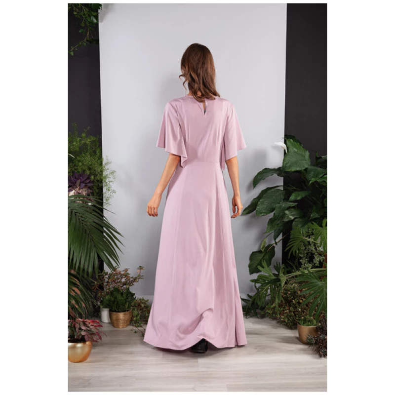 SinWeaver alternative fashion Langes Kleid, Maxikleid mit Ärmeln in Rosa Viskose