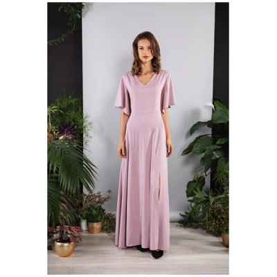 SinWeaver alternative fashion Langes Kleid, Maxikleid mit Ärmeln in Rosa Viskose
