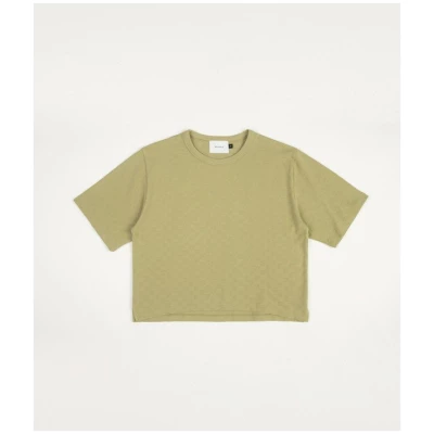 T-Shirt Cropped Tonal Check Grün
