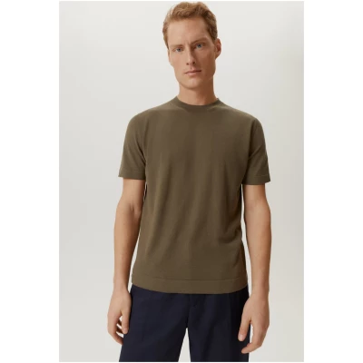 The Organic Cotton Knit T-shirt - Kaki Green
