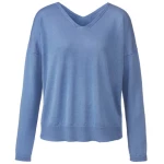V-Pullover aus Leinen und TENCEL™, taubenblau