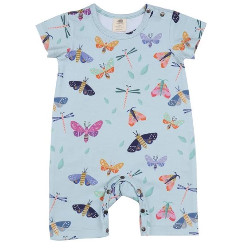 Walkiddy Colorful Butterflies - Baumwolle (Bio) - Blau - Strampler kurz Arm