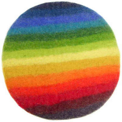 feelz Sitzkissen aus Wolle gefilzt, rund 35cm, regenbogen