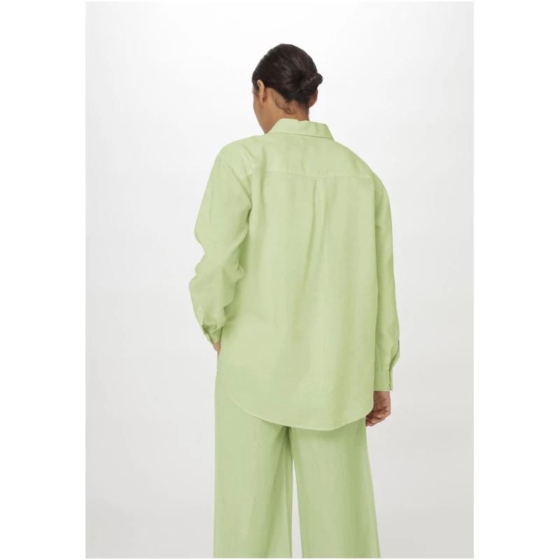 hessnatur Damen Bluse Relaxed aus TENCEL™ Lyocell mit Leinen - grün - Größe 34