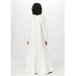 hessnatur Damen Brushed Popeline Kleid Maxi Relaxed aus Bio-Baumwolle - weiß - Größe 46