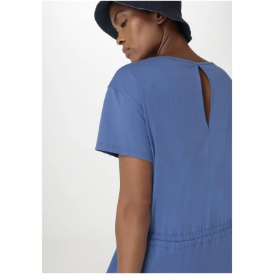 hessnatur Damen Jersey Kleid Midi Regular aus Bio-Baumwolle - blau - Größe 36