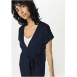 hessnatur Damen Jersey Kleid Midi Relaxed aus Leinen - blau - Größe S