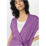 hessnatur Damen Jersey Kleid Midi Relaxed aus Leinen - lila - Größe L