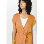 hessnatur Damen Jersey Kleid Midi Relaxed aus Leinen - orange - Größe L
