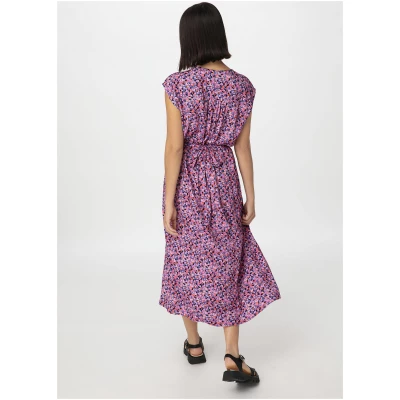 hessnatur Damen Kleid Midi Regular aus LENZING™ ECOVERO™ Viskose - lila - Größe 34