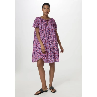 hessnatur Damen Kleid Mini Relaxed aus LENZING™ ECOVERO™ Viskose - lila - Größe L