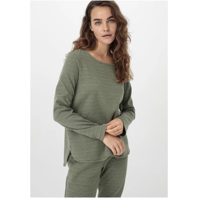 hessnatur Damen Langarm-Schlafshirt aus Bio-Baumwolle - grün - Größe 34