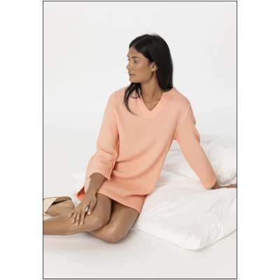 hessnatur Damen Musselin Nachthemd Relaxed PURE COMFORT - orange - Größe 48