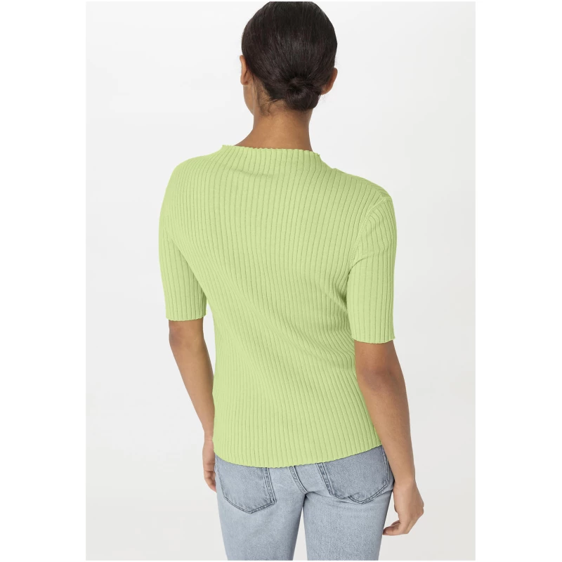 hessnatur Damen Rib Pullover Slim aus Bio-Baumwolle - grün - Größe 34