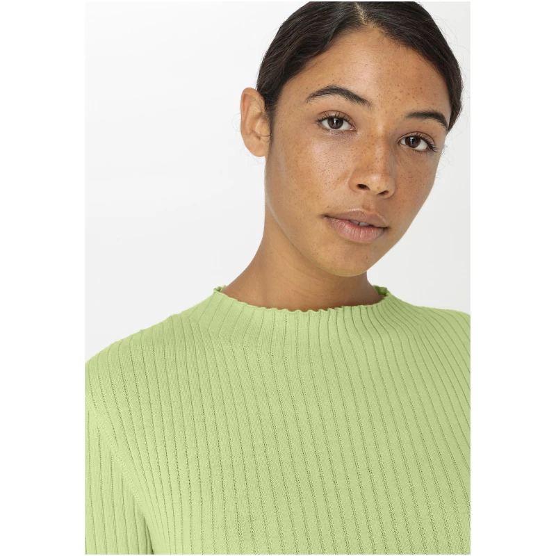 hessnatur Damen Rib Pullover Slim aus Bio-Baumwolle - grün - Größe 34