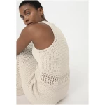 hessnatur Damen Strickkleid Crochet Midi Slim aus Bio-Baumwolle - natur - Größe 36