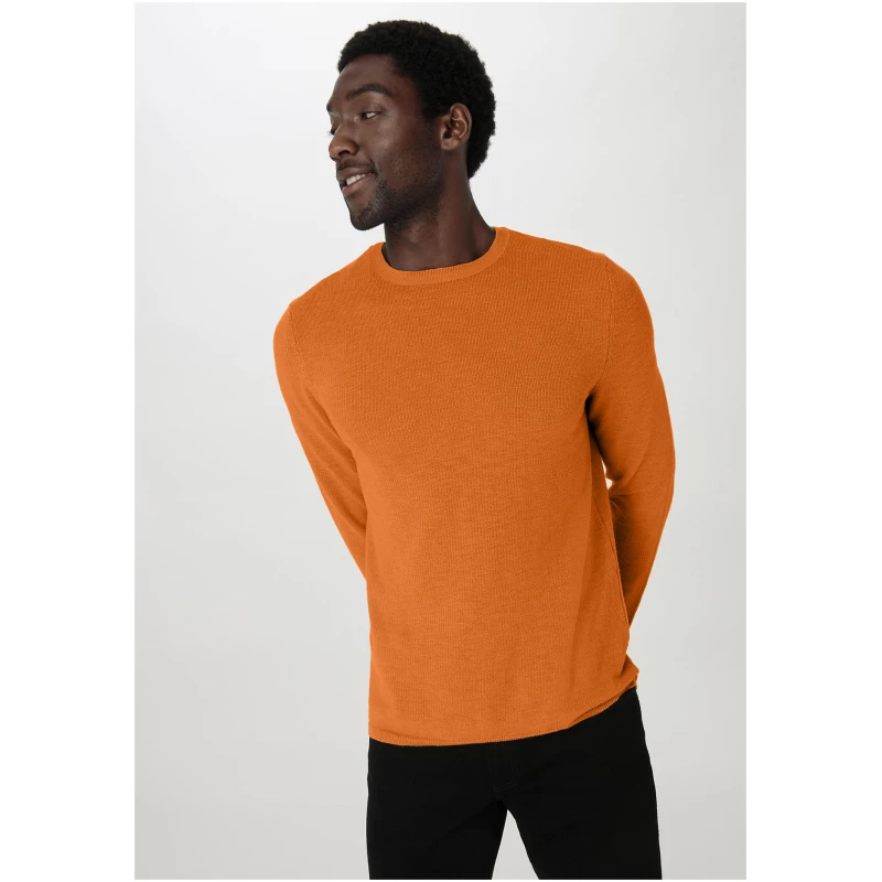 hessnatur Herren Slub Pullover Regular aus Bio-Baumwolle - orange - Größe 46