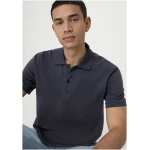 hessnatur Herren Zwirn Polo Shirt Regular aus Bio-Baumwolle - blau - Größe 48