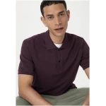 hessnatur Herren Zwirn Polo Shirt Regular aus Bio-Baumwolle - lila - Größe 52
