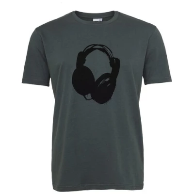 ilovemixtapes Herren T-Shirt mit Kopfhörer aus Biobaumwolle, Made in Portugal ILP06 - stormy weather grau
