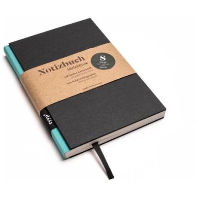 tyyp Nachhaltiges kleines Design-Notizbuch (Schwarz) aus 100 % Recyclingpapier "BerlinBook"
