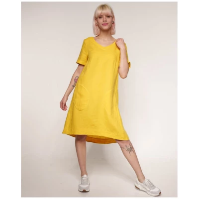 Alma & Lovis Legeres Kleid mit V-Ausschnitt aus reinem Leinen | Linen V-Neck Dress