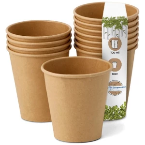 BIOZOYG 100 Stück Einwegbecher 100ml / 4oz Pappbecher, Kaffeebecher, ungebleicht, ökologisch, kompostierbar, umweltschonend für Espresso