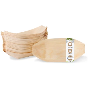 BIOZOYG 100 Stück Snackschalen Einwegschalen Holzschiffchen 245mm, biologisch abbaubar, für Fingerfood, Schalen aus nachhaltiger Forstwirtschaft